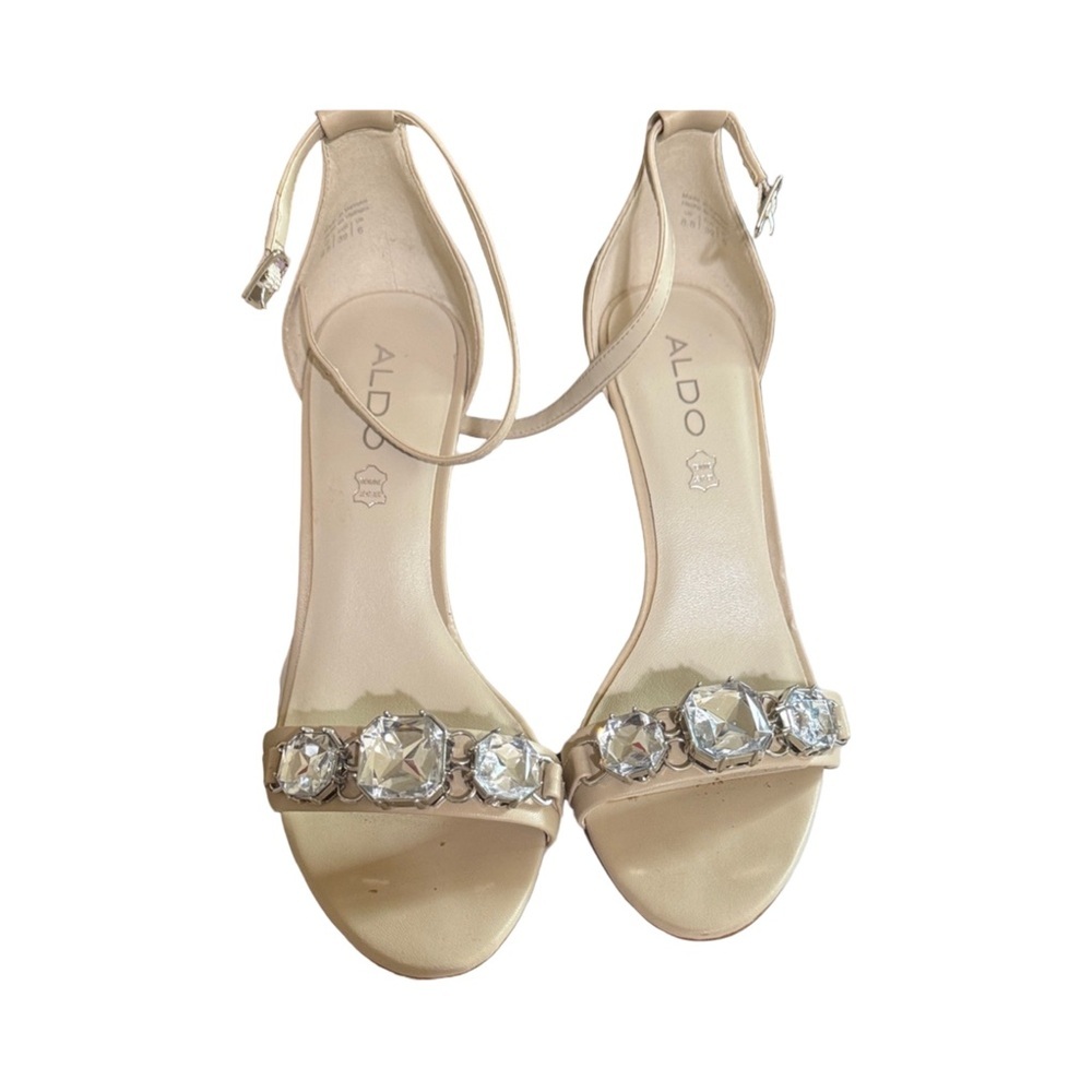 ALDO Women's Nude Heels with Sparkling Gems - Picture 2 of 4